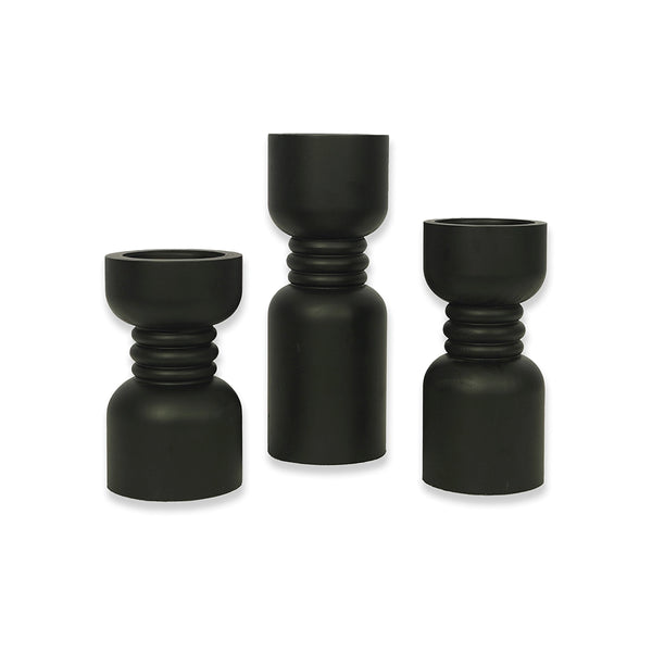 CANDLE SET OF 3 PCS - BLACK