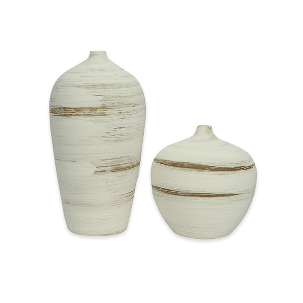 VASE SET 2 PCS - ANTIQUE WHITE