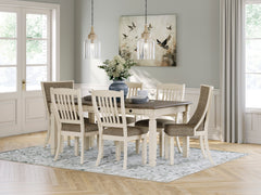 BOLANBURG DINING TABLE SET 6 CHAIRS - BEIGE