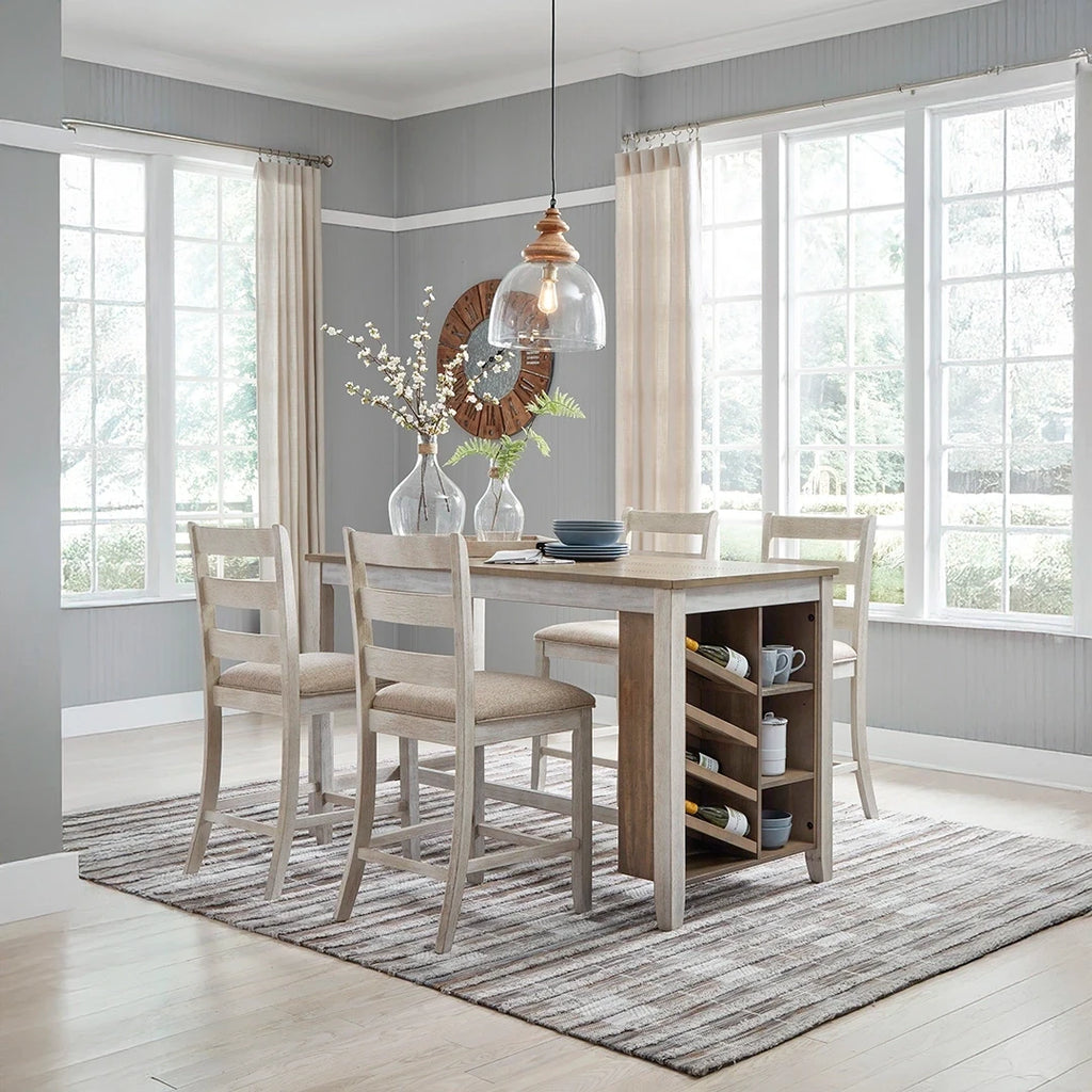SKEMPTON HIGH TABLE SET 4 CHAIRS - WHITE