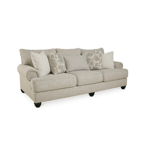Corner-blocked frame sofa with high-resiliency foam and reversible cushions.