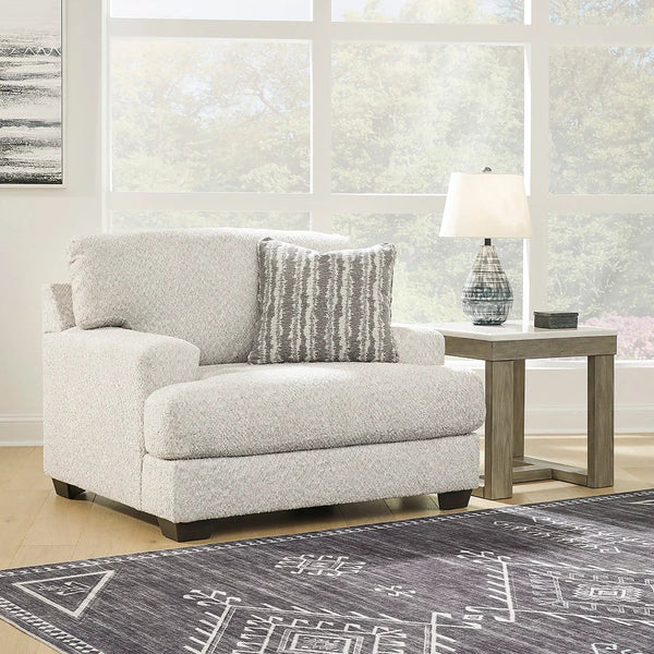 Contemporary oversized chair with plush multi-tonal fabric and neutral style