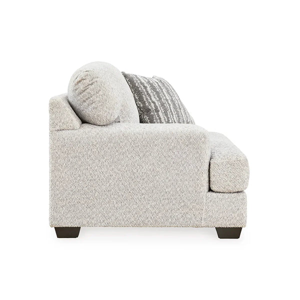 Close-up of reversible back and seat cushions on oversized chair