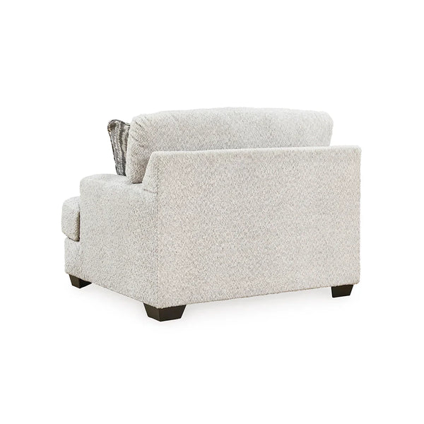 Oversized chair with high-resiliency foam cushions and soft polyester upholstery