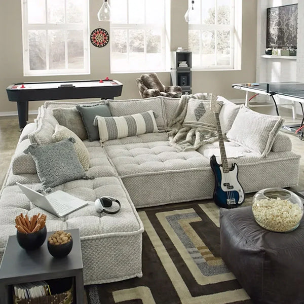 Bales 7-piece modular beige sofa set for living room