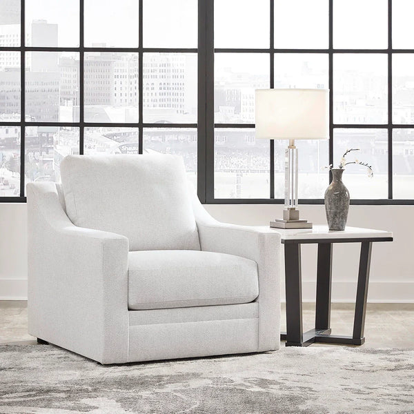 Maitelynn accent chair with clean lines and soft textured upholstery