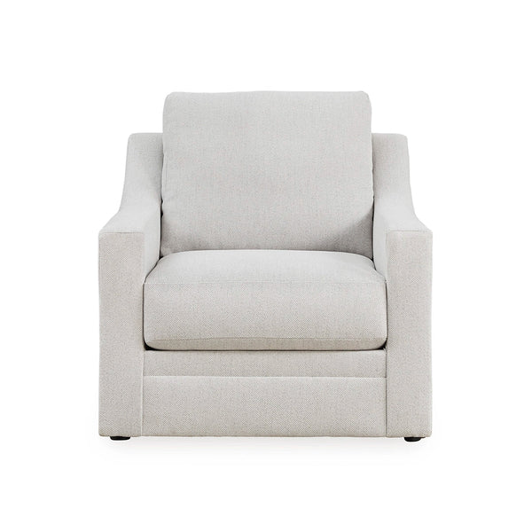 Close-up of plush reversible seat cushion and pillowy back on Maitelynn chair