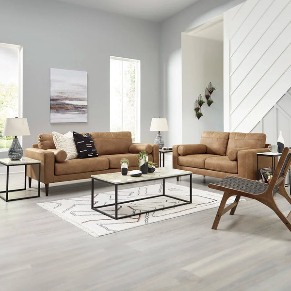 Telora 3-piece brown sofa set – modern corner sofa and sofa couch for living room.