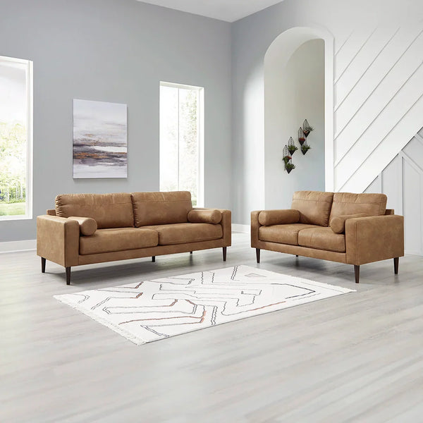 Brown sofa couch – single sofa included in Telora 3-piece set.