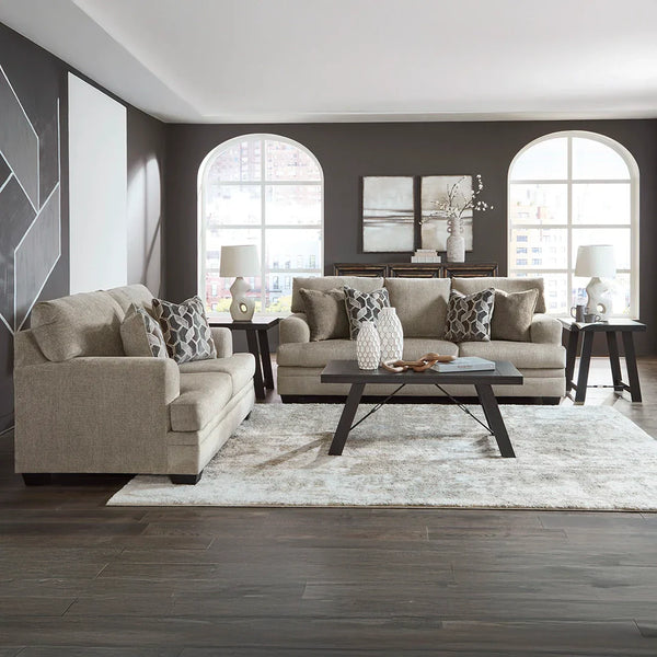 Stonemeade 3-piece brown sofa set – classic corner sofa and sofa couch for living room.