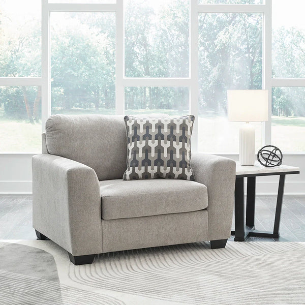 Oversized plush chair with textured polyester upholstery