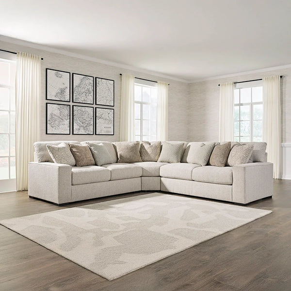 Curved 3-piece sectional sofa with herringbone-inspired upholstery – Ashley UAE