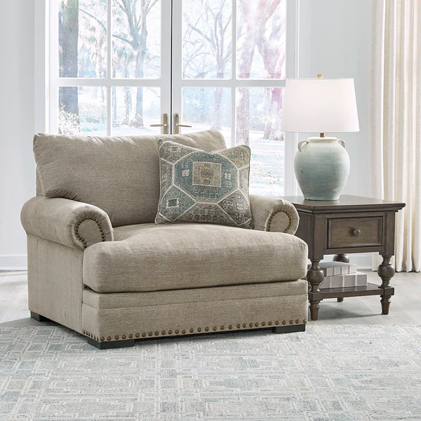 Oversized accent chair with feather-blend seat and back cushions