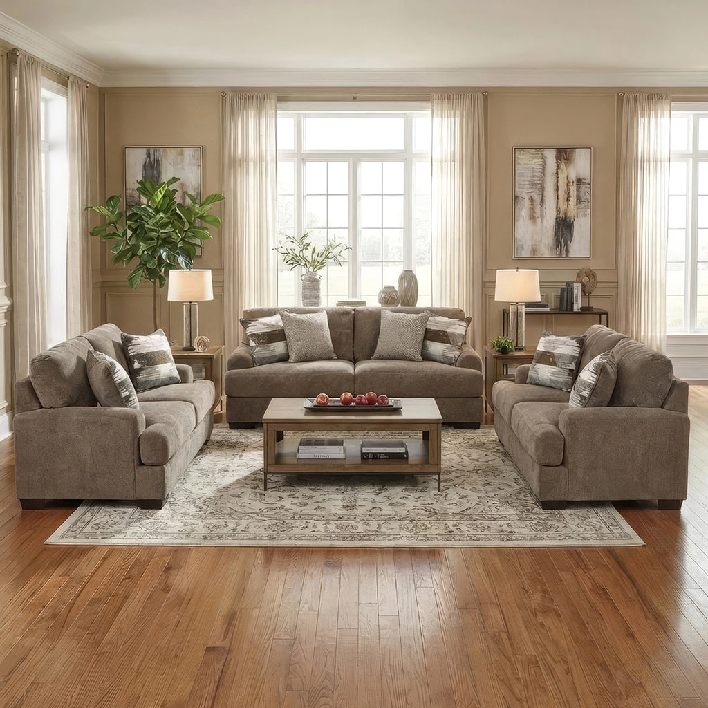 NOLENBURG SOFA SET 3 PCS - DARK BEIGE