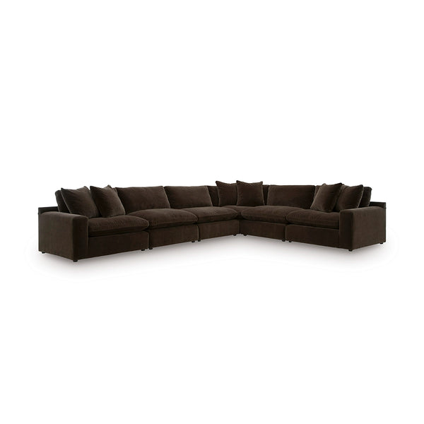 Maxton Heights SECTIONAL SOFA 6 PCS - DARK BROWN