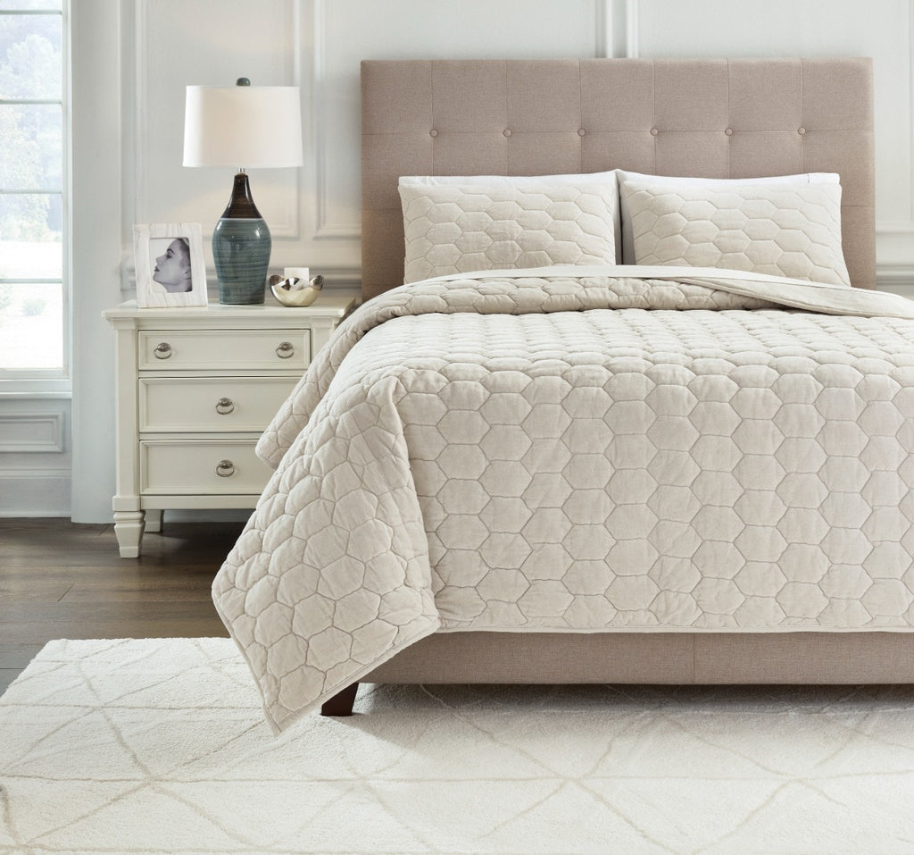 HESPER KING BEDDING SET OF 3 - WHITE