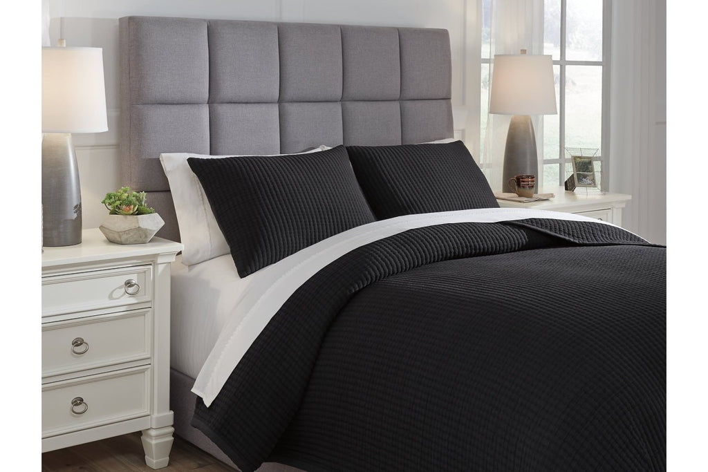 THORNAM BEDDING KING SET OF 3 - BLACK