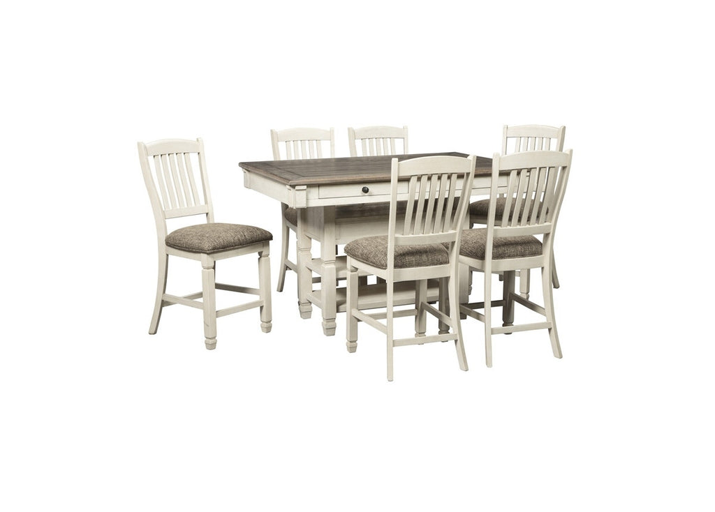 BOLANBURG HIGH DINING TABLE SET 6 CHAIRS - BEIGE