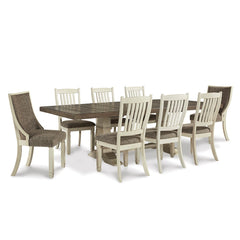 BOLANBURG DINING TABLE SET 8 CHAIRS - BEIGE