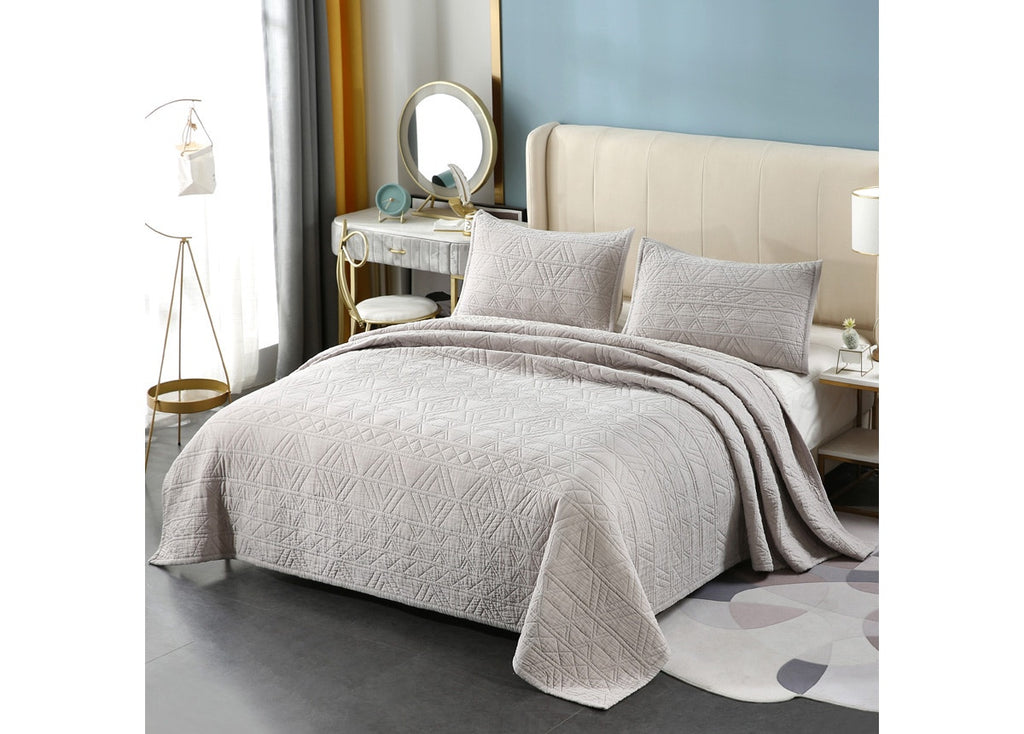 COVERLET KING SIZE BEDDING SET OF 3 PCS - GREY