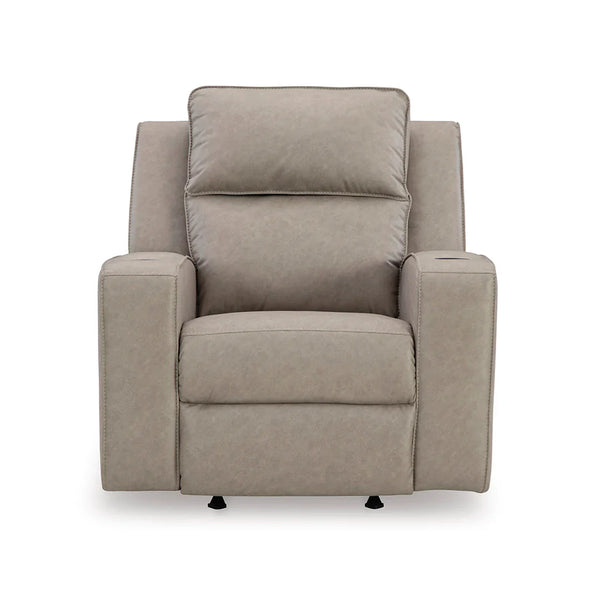 Stylish faux leather recliner chair with sleek track arms and rocking motion – Ashley UAE