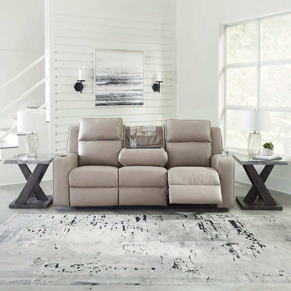 Corner recliner sofa featuring storage armrests and flat extra-wide design.