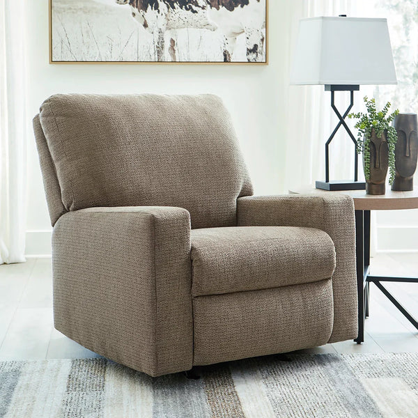 Bristaview dark beige rocker recliner in soft chenille fabric with smooth reclining – Ashley UAE