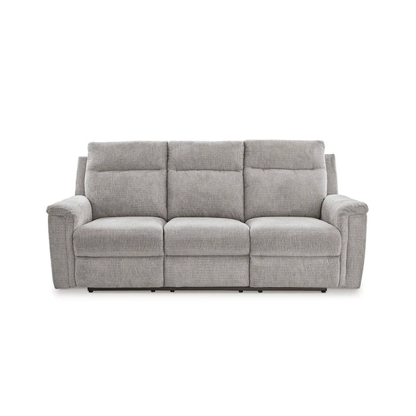Corner recliner sofa featuring smooth power motion and soft upholstery.
