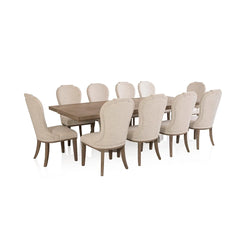 JORLAINA DINING TABLE SET 10 CHAIRS - GREY