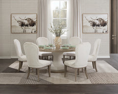 JORLAINA DINING TABLE SET 6 CHAIRS - GREY