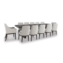 BURKHAUS DINING TABLE SET 12 CHAIRS - BROWN