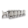 BURKHAUS DINING TABLE SET 12 CHAIRS - BROWN