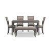 WRENNING DINING TABLE SET 4 CHAIRS + BENCH - GREY