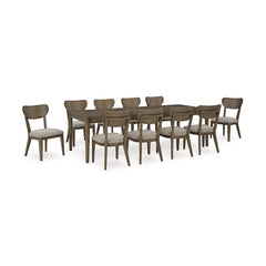 ROANHOWE DINING TABLE SET 10 CHAIRS - BROWN