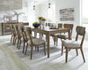 ROANHOWE DINING TABLE SET 10 CHAIRS - BROWN