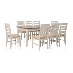 SKEMPTON DINING TABLE SET 8 CHAIRS - WHITE