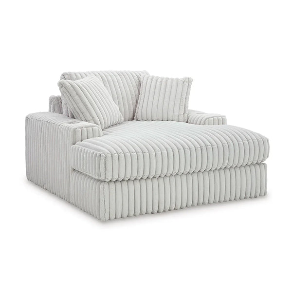 Stupendous oversized chaise with jumbo cord fabric and deep feather-blend cushions for ultimate lounging comfort
