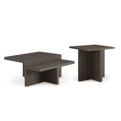 ZENDEX COFFEE TABLE SET 2 PCS - BROWN