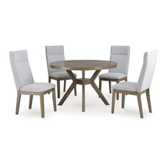 ROANHOWE DINING TABLE SET 4 CHAIRS - BROWN