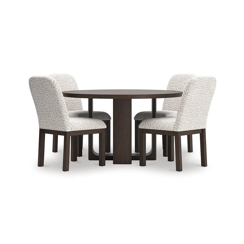 NEO DINING TABLE SET 4 CHAIRS - BROWN