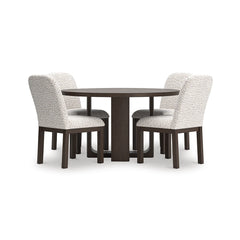 NEO DINING TABLE SET 4 CHAIRS - BROWN
