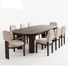 NEO DINING TABLE SET 8 CHAIRS - BROWN