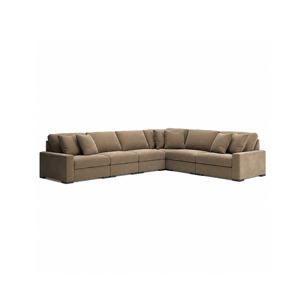CALDEN SECTIONAL SOFA 6 PCS - LIGHT BROWN