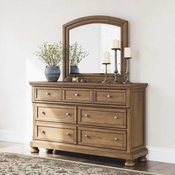 VANDENMORE BEDROOM SET WITHOUT WARDROBE KING SIZE (193 X 203 CM) - LIGHT BROWN