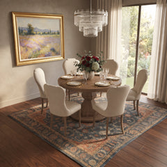 JORLAINA TIVOLY DINING TABLE SET 6 CHAIRS - BROWN