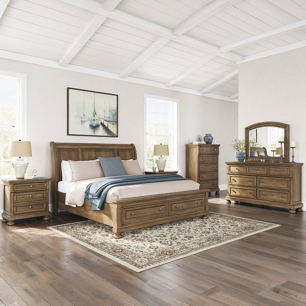 VANDENMORE BEDROOM SET WITHOUT WARDROBE KING SIZE (193 X 203 CM) - LIGHT BROWN