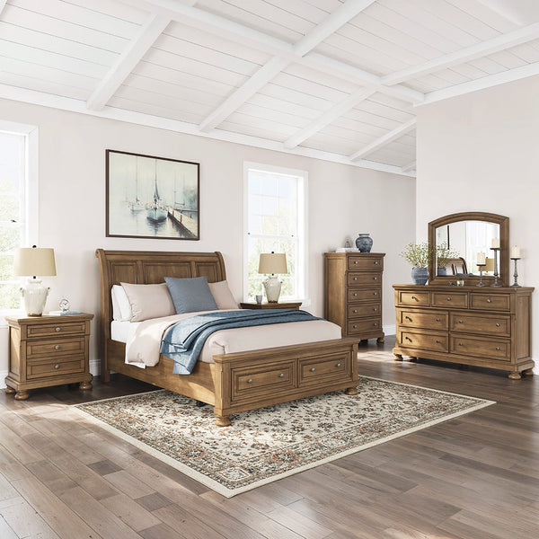 VANDENMORE BEDROOM SET WITHOUT WARDROBE QUEEN SIZE (150*200 CM) - LIGHT BROWN