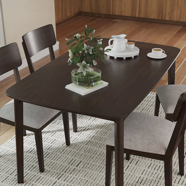 DANTENTON DINING TABLE SET 4 CHAIRS BROWN