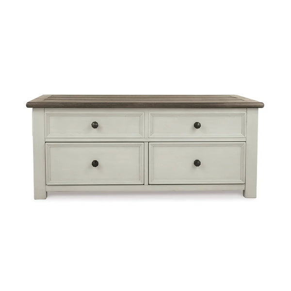 Coffee table with four smooth-gliding drawers and lift-top