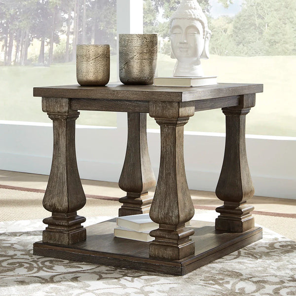 Johnelle end table weathered gray finish – Ashley UAE, modern farmhouse side table